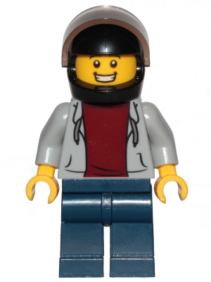 Pizza Delivery Guy - Hooded Sweatshirt, Dark Blue Legs, Black Helmet (cty1089)