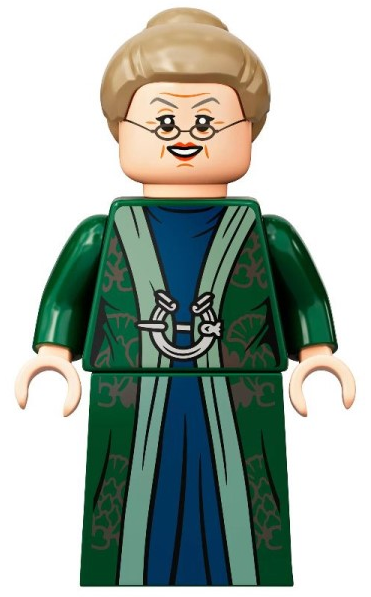 Professor Minerva McGonagall - Dark Green Robe over Dark Blue Dress, Dark Tan Hair (hp293)