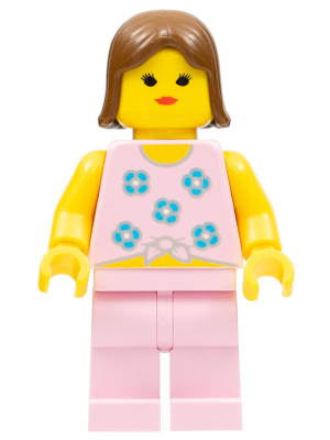 Blue Flowers - Pink Legs, Brown Female Hair (par008)
