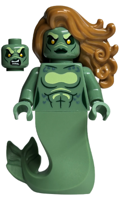 Merperson - Sand Green Body, Medium Nougat Wavy Hair (hp417)