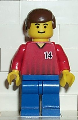 Soccer Player - Red and Blue Team with Number 14 (soc069)