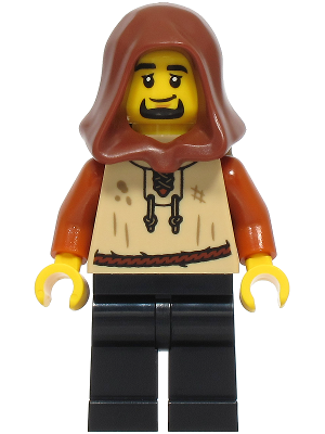 Peasant - Male, Tan Vest, Black Legs, Reddish Brown Hood, Dark Tan Backpack (bdp214)