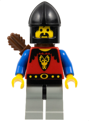 Dragon Knights - Knight 1, Light Gray Legs with Black Hips, Black Chin-Guard, Quiver (cas245)