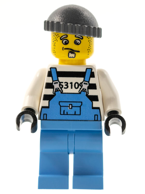 Xtreme Stunts Brickster Henchman with Medium Blue Overalls #1, Dark Bluish Gray Knit Cap (ixs014)