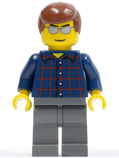 Plaid Button Shirt, Dark Bluish Gray Legs, Reddish Brown Male Hair, Silver Sunglasses (cty0103)