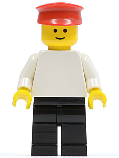 Plain White Torso with White Arms, Black Legs, Red Hat (pln123)