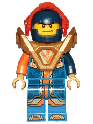 Clay Moorington - Dark Blue Helmet, Trans-Neon Orange Visor, Pearl Gold Armor (nex140)