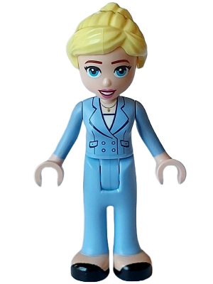 Friends Stephanie (Adult) - Bright Light Blue Suit with Pockets and Buttons, Black Shoes (frnd0632)