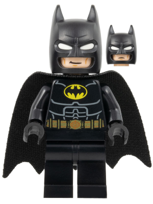 Batman - Black Suit, Gold Belt, Cowl with White Eyes, Smirk / Goggles and Frown (sh0886)