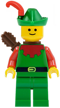 Forestman - Red, Green Hat, Red Feather, Quiver (cas137a)