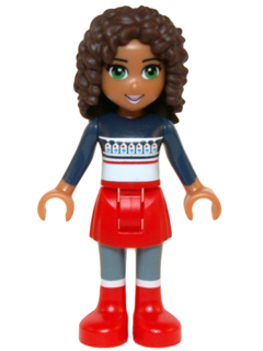 Friends Andrea - Red Skirt and Boots, Dark Blue Sweater Top (frnd0133)