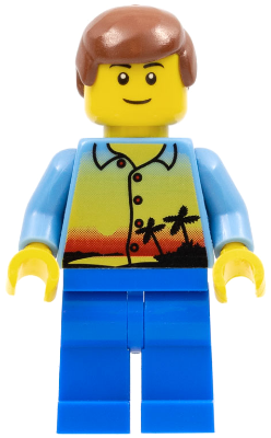 Sunset and Palm Trees - Male, Blue Legs, Reddish Brown Male Hair, Thin Grin (hol017)