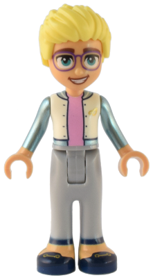 Friends Olly - White Jacket with Metallic Light Blue Sleeves, Light Bluish Gray Trousers, Dark Blue Shoes (frnd0569)