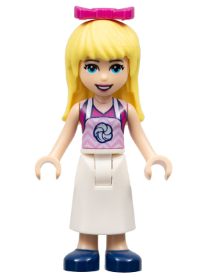 Friends Stephanie - Magenta Top, White Apron with Swirl, Dark Blue Shoes, Bow (frnd0389)