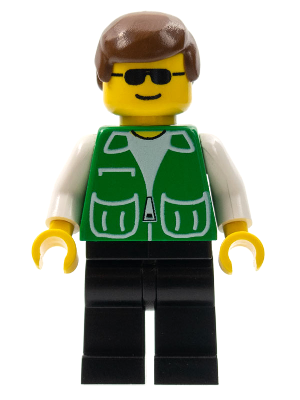 Jacket Green with 2 Large Pockets - Black Legs, Brown Male Hair (trn111)