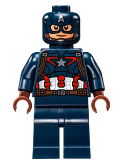 Captain America - Dark Blue Suit with Reddish Brown Belt and Harness, Reddish Brown Hands, Mask (sh0177)