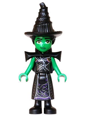 Elphaba - Mini Doll, Black Coat over Dress, Hat, Shoulder Pads (wck028)