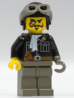 Lord Sam Sinister / Baron von Barron - Black Shirt, Dark Gray Legs, Black Aviator Cap, Dark Gray Goggles (adv036)