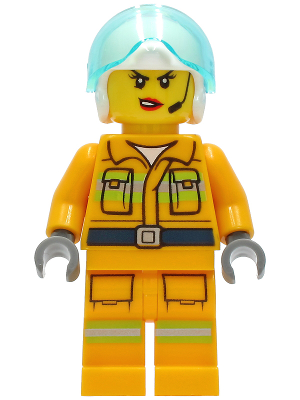 Fire - Reflective Stripes, Bright Light Orange Suit, White Helmet, Headset (cty1282)