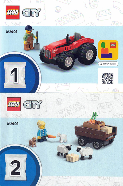 60461 Red Farm Tractor with Trailer & Sheep (Certified) LEGO City