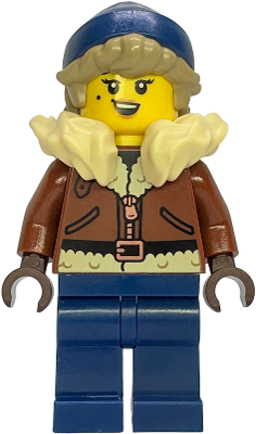 Gold Mine Explorer - Female, Reddish Brown Coat, Tan Fur Collar, Dark Blue Legs and Beanie (bdp299)