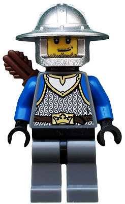 Castle - King's Knight Scale Mail, Crown Belt, Helmet with Broad Brim, Quiver, Smirk and Stubble Beard (cas531)