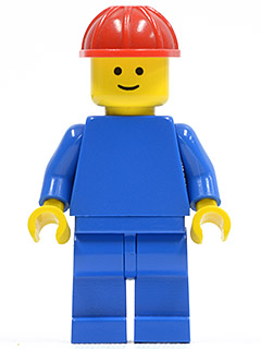 Plain Blue Torso with Blue Arms, Blue Legs, Red Construction Helmet (pln076)
