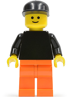 Plain Black Torso with Black Arms, Orange Legs, Black Cap (pln134)