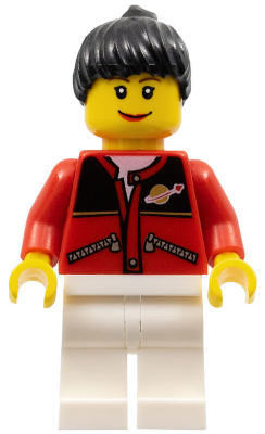 Red Jacket with Zipper Pockets and Classic Space Logo, White Legs, Black Female Ponytail Hair, Brown Eyebrows (twn056)