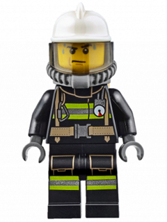 Fire - Reflective Stripes with Utility Belt, White Fire Helmet, Breathing Neck Gear with Air Tanks, Trans-Brown Visor, Sweat Drops (cty0637)