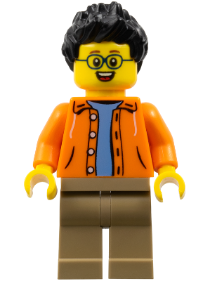 Man, Black Spiked Hair, Glasses, Orange Jacket, Sand Blue Shirt, Dark Tan Legs (hol185)