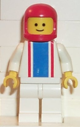 Vertical Lines Blue & Red - White Arms - White Legs, Red Classic Helmet (ver005)