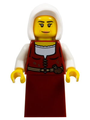 Innkeeper - Female, Dark Red Dress, White Hood (cas586)