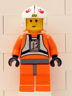 Luke Skywalker - Pilot Suit, Simple Torso and Helmet, Dark Bluish Gray Hips, Yellow Head (sw0019a)