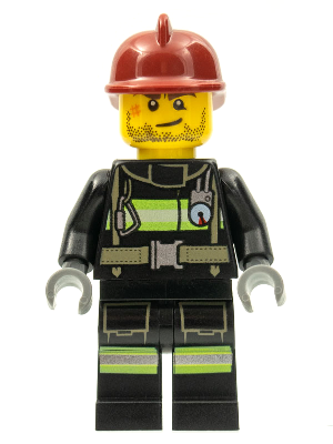 Fire - Reflective Stripes with Utility Belt, Dark Red Fire Helmet, Crooked Smile and Scar (cty0343)