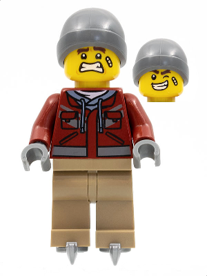 Man, Dark Red Jacket, Dark Tan Legs, Dark Bluish Gray Beanie, Ice Skates (hol281)