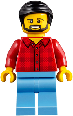 Camper - Male, Red Plaid Flannel Shirt, Medium Blue Legs, Black Smooth Hair (cty0843)