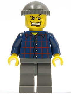 Plaid Button Shirt, Dark Gray Legs, Dark Gray Knit Cap, White Teeth with Gold Tooth, Stubble (Armored Car Bandit) (wc002)
