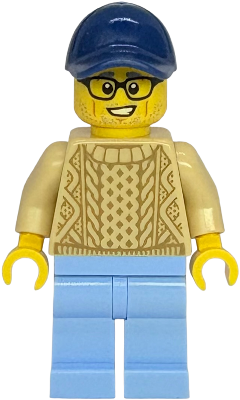 Shopping Street Furniture Mover - Male, Tan Sweater, Bright Light Blue Legs, Dark Blue Cap (twn538)