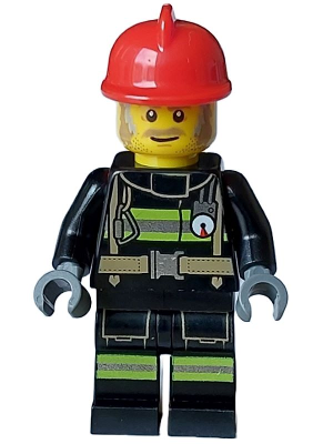 Fire - Male, Reflective Stripes with Utility Belt, Red Fire Helmet, Dark Tan and Light Bluish Gray Sideburns (cty1598)