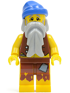 Pirate Vest and Anchor Tattoo, Gray Beard, Blue Bandana (Castaway) (pi100)
