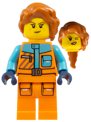 Arctic Photographer - Female, Orange Jacket and Legs, Medium Azure Trim, Dark Orange Hair (cty1894)