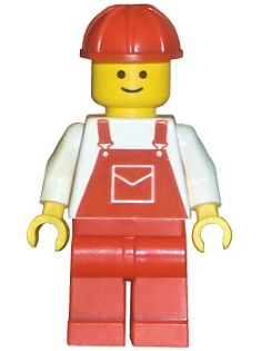 Overalls Red with Pocket, Red Legs, Red Construction Helmet (ovr005)
