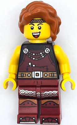 Viking Blacksmith - Female, Dark Red Overalls and Legs with Trim, Dark Orange Hair (idea167)