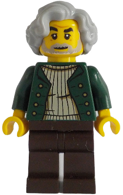 Pianist - Male, Dark Green Open Jacket, Dark Brown Legs, Light Bluish Gray Wavy Hair (bdp131)