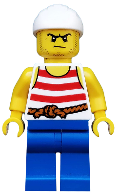 Pirate 9 - Red and White Stripes, Blue Legs, Scowl (pi170)