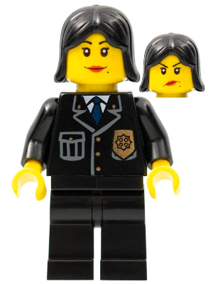 Police - City Suit with Blue Tie and Badge, Black Legs, Black Female Hair (cop053)