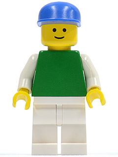 Plain Green Torso with White Arms, White Legs, Blue Cap (pln159)