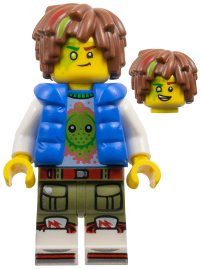 Mateo - Z-Blob Shirt, Blue Puffer Vest, Hair with Lime and Red Streaks (drm053)