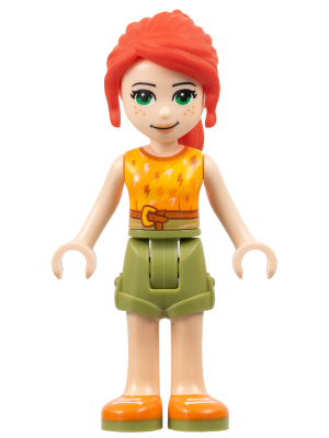 Friends Mia - Olive Green Shorts, Orange and Bright Light Orange Top with Lightning Bolts, Orange Shoes (frnd0352)